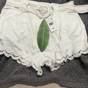 FARM Rio White Scalloped Women Shorts